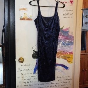 Blue Bodycon Velvet Dress